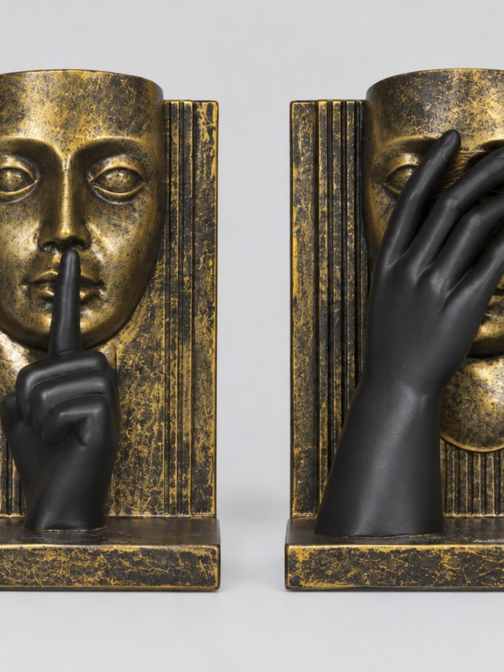 See No Evil Speak No Evil Sculptural Bookends, Set of 2